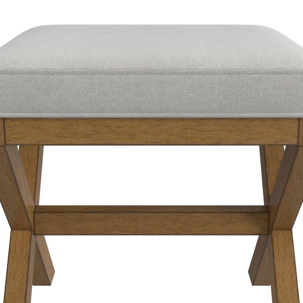 Somerset Fog Gray Upholstered Backless Vanity Stool with Rubberwood Legs