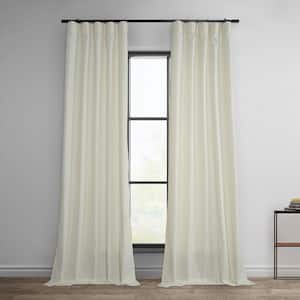 Off-White Dobby Linen 50 in. W x 96 in. L Room Darkening Rod Pocket Curtain (1 Panel)