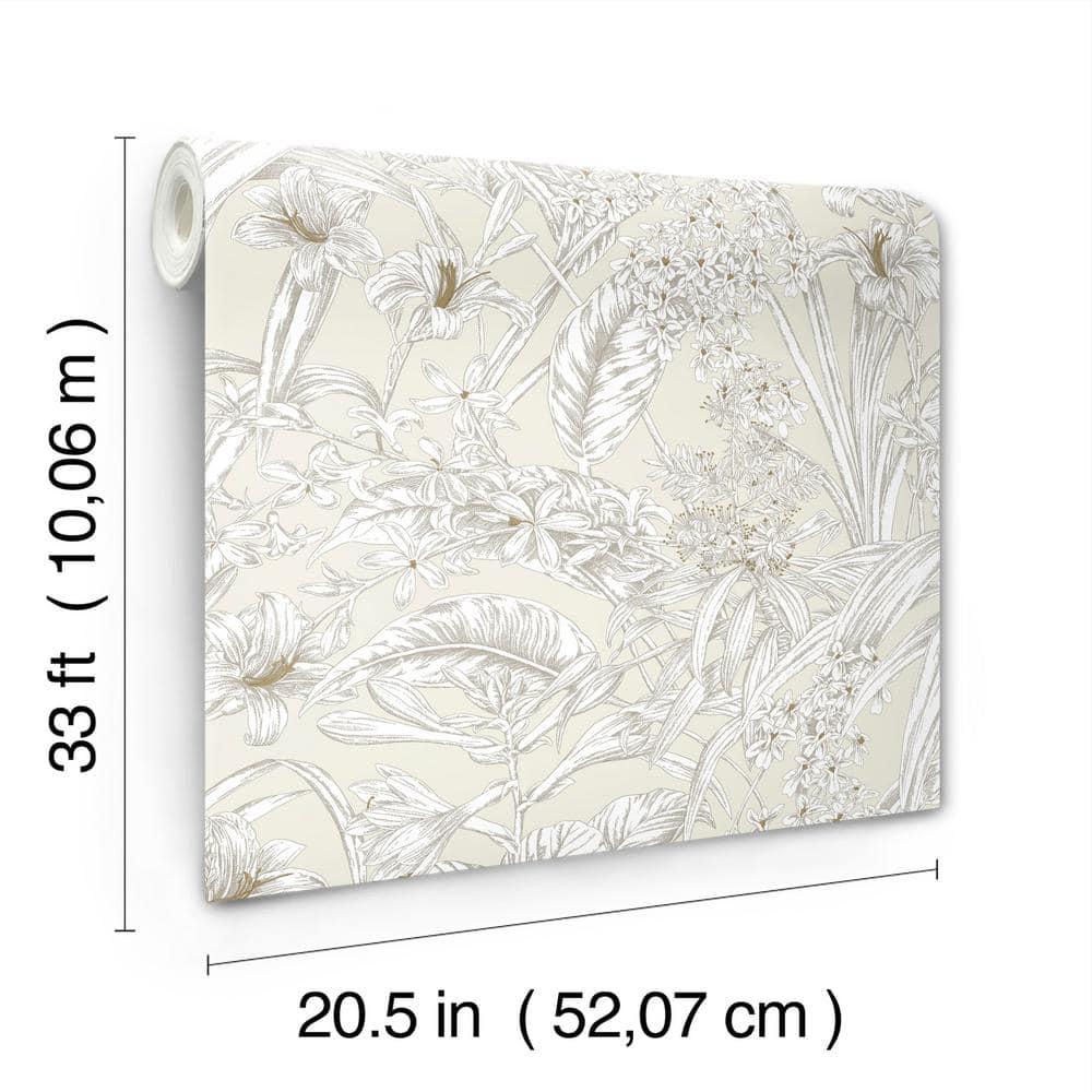 Beige and Taupe Floral Conservatory Toile Wallpaper