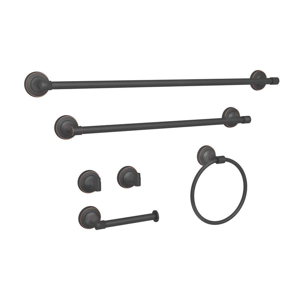 6-Piece Bath Hardware Set with Towel Ring Toilet Paper Holder Robe Hook and Towel Bar in ORB price history on PriceWatchPro