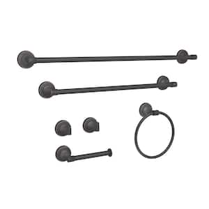 6-Piece Bath Hardware Set with Towel Ring Toilet Paper Holder Robe Hook and Towel Bar in ORB
