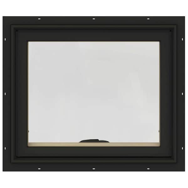 JELD-WEN 24 in. x 20 in. W-2500 Series Bronze Painted Clad Wood Awning Window w/ Natural Interior and Screen