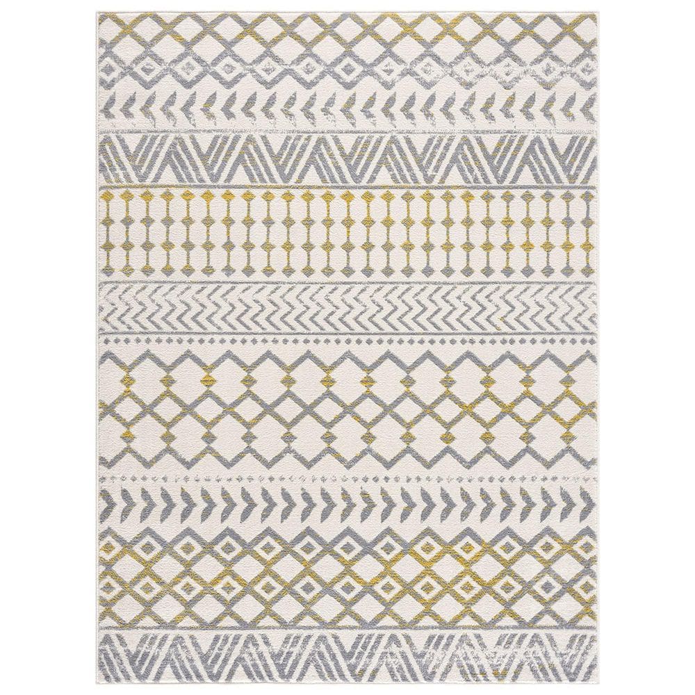 Yellow 5 ft. x 7 ft. Geometric Indoor Polypropylene Area Rug