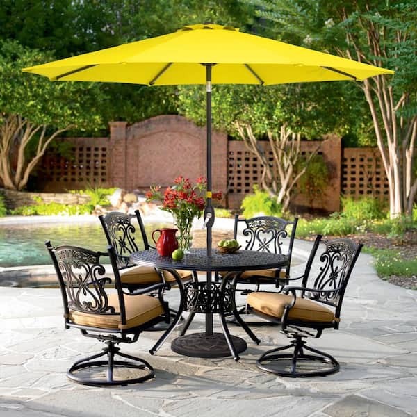 JOYESERY 9 ft. Market with Crank and Tilt Button Patio Umbrellas in Yellow