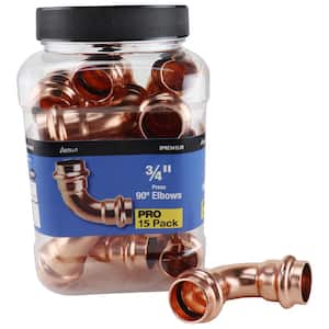 3/4 in. x 3/4 in. Copper 90-degree Press x Press Pressure Elbow Fitting Pro Pack (15-Pack)