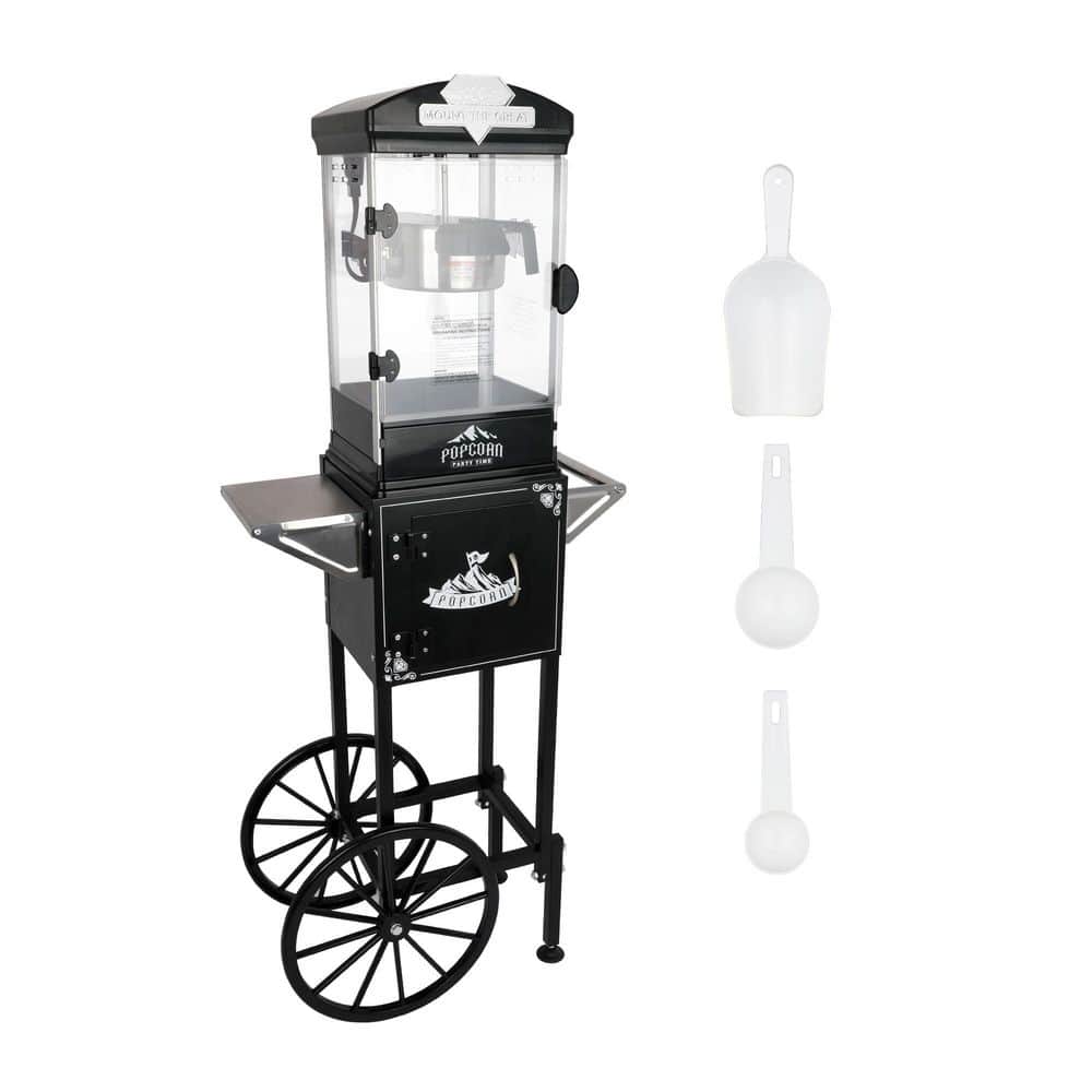 10 oz 0.3125 qt. Stainless Steel Stovetop Not Cooktop Compatible Popcorn Machine with Cart, Wheels and Storage Cabinet