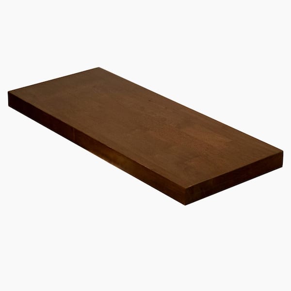 HARDWOOD REFLECTIONS Solid Wood Butcher Block Shelf 48 in. W X 12 in. D X 1.5 in. H in Walnut Stain Hevea UV Finish HD1512FJRWDWUV 48