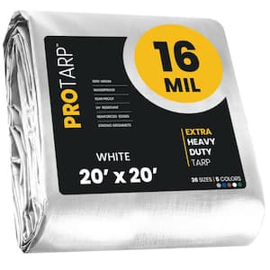 20 ft. x 20 ft. White 16 Mil Heavy Duty Polyethylene Tarp, Waterproof, UV Resistant, Rip and Tear Proof