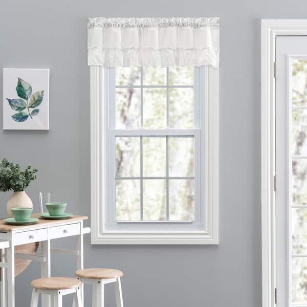 Ellis Curtain Stacey 13 in. L Polyester/Cotton Ruffled Filler Valance in Ice Cream
