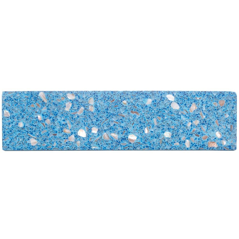 Amalfi 3 x 6 in. Yosemite Blue with Copper flecks Glossy Shell, Terrazzo Elongated Marble Subway Tile Sample price history on PriceWatchPro