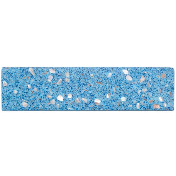 Amalfi 3x12 in Yosemite Blue with Copper fleck Glossy Shell Terrazzo Marble Elongated Subway Tile (5 sqft/case, 20 Pack)
