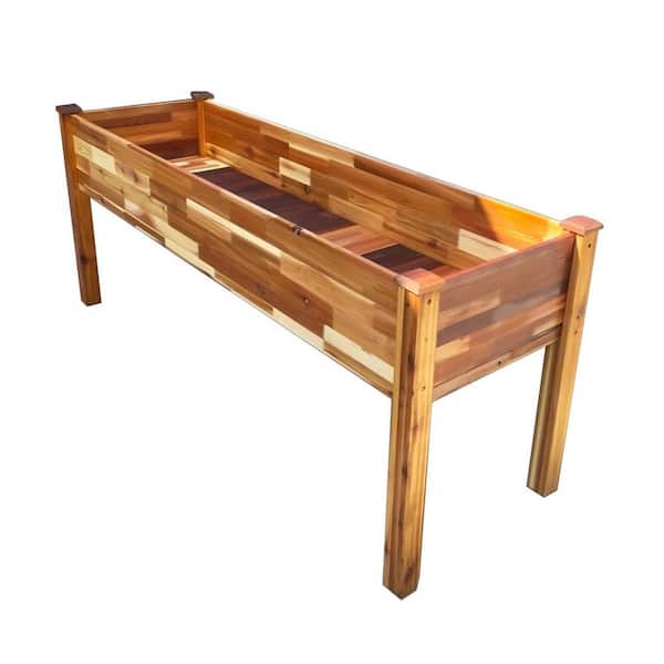 Unbranded 72 in. L x 23 W in. x 30 H in. Raised Canadian Cedar Garden Bed Elevated Wood Planter for Growing Fresh Herbs