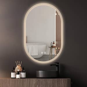 20 in. W x 32 in. H Lighted Oval Frameless Touch Sencer Defogger Wall Mounted LED Bathroom Vanity Mirror in Silver