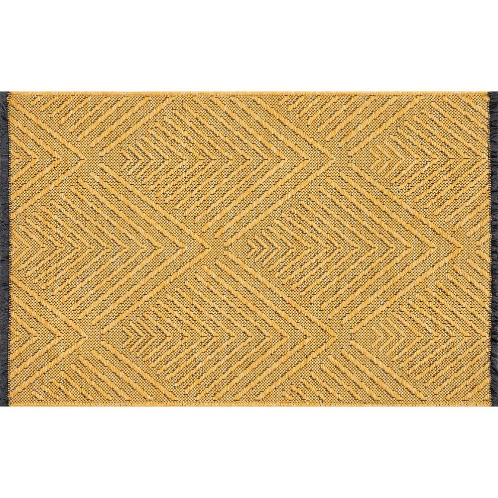 Area Rug Gold Diamond Pattern Tayse Rugs Alma Gold 2 ft. x 3 ft. Diamond Machine Washable Indoor Area ...