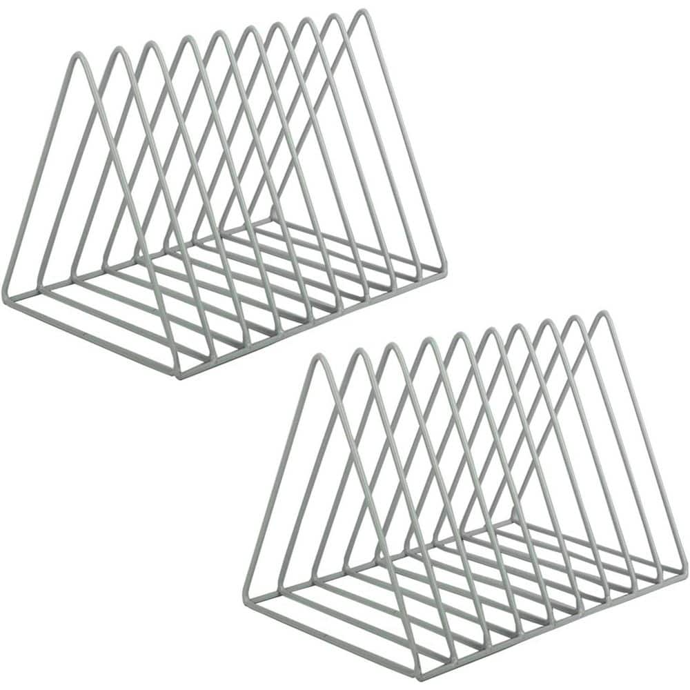 Grey 10.2 in. x 7.1 in. Metal Freestanding Magazine Rack, 9 Slot, (Set ...