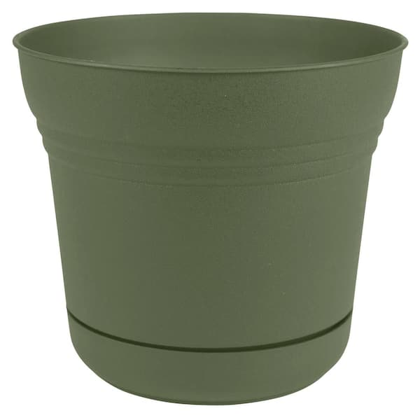 Bloem Saturn 12 in. Living Green Plastic Planter with Saucer