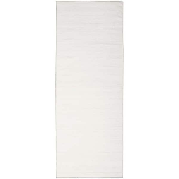 Washable Essentials Ivory Grey 2 ft. x 6 ft. All-over design Contemporary Runner Area Rug