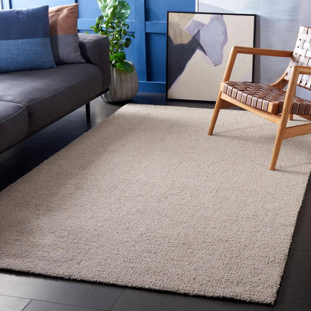 Handmade Light Brown Wool Tufted Rectangular Area Rug 3' x 5'
