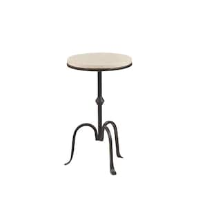 Bunker 12 in. Black Round Marble End Table