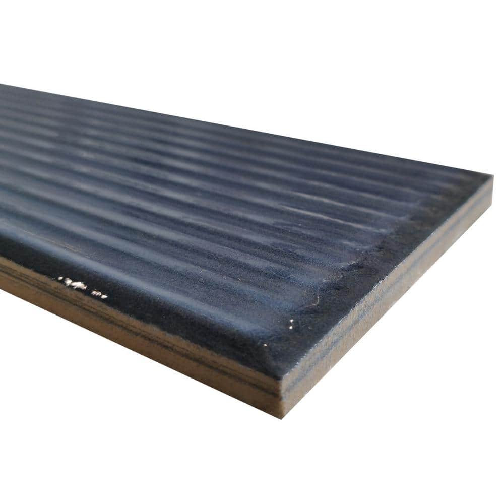 Stacy Garcia Blue Polished Porcelain Subway Wall Tile 4" x 16"