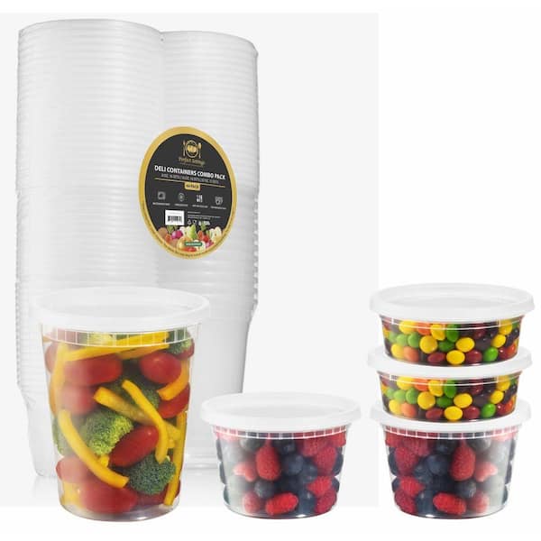 PERFECT SETTINGS Plastic Deli Containers and Lids Variety Pack (8