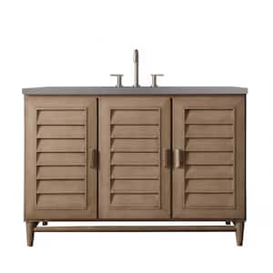 Portland 48 in. W x 23.5 in.D x 34.3 in. H Single Vanity in Whitewashed Walnut with Quartz Top in Grey Expo