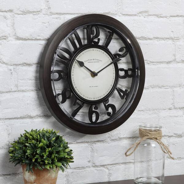FirsTime & Co. 10 in. Bronze Contour Clock