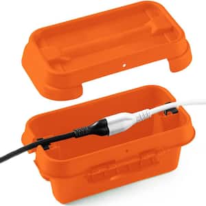 The Original Weatherproof Connection Box - Small Indoor and Outdoor Electrical Power Cord Enclosure - Orange
