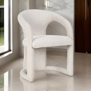 Ivory Polyester Wooden Frame Dining Chair