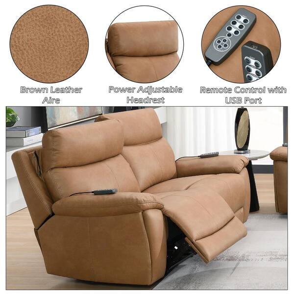 Acme Furniture Stone 76 in. Solid Leather 2-Seater with USB and
