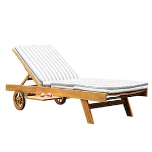 Caterina Teak Outdoor Chaise Lounge with Charcoal Stripe Cushion