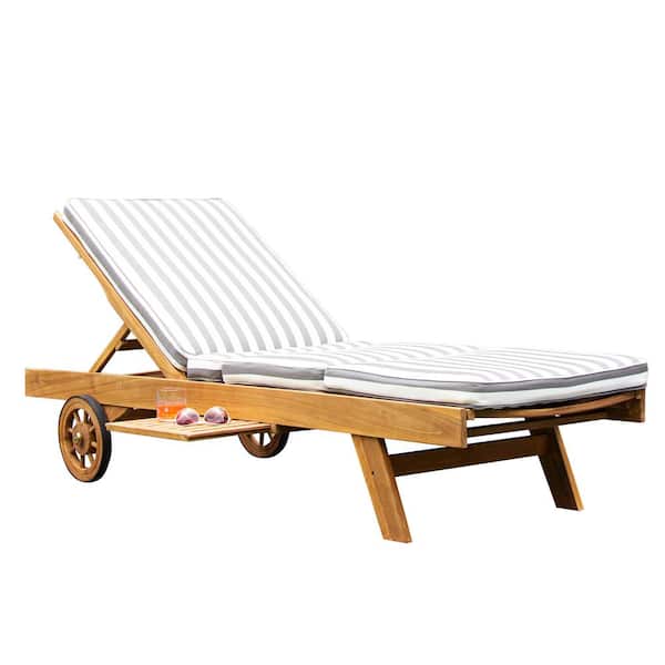 Cambridge Casual Cambridge Casual Caterina Teak Outdoor Chaise Lounge with Charcoal Stripe Cushion