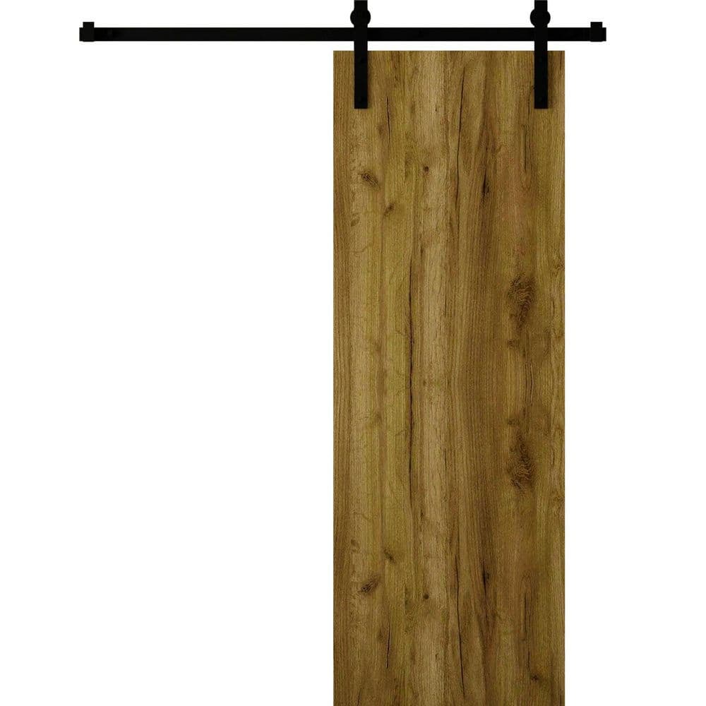 3011 18 in. x 84 in. Sold Core Antique Oak Color Wood Sliding Barn Door with Hardware Kit price history on PriceWatchPro
