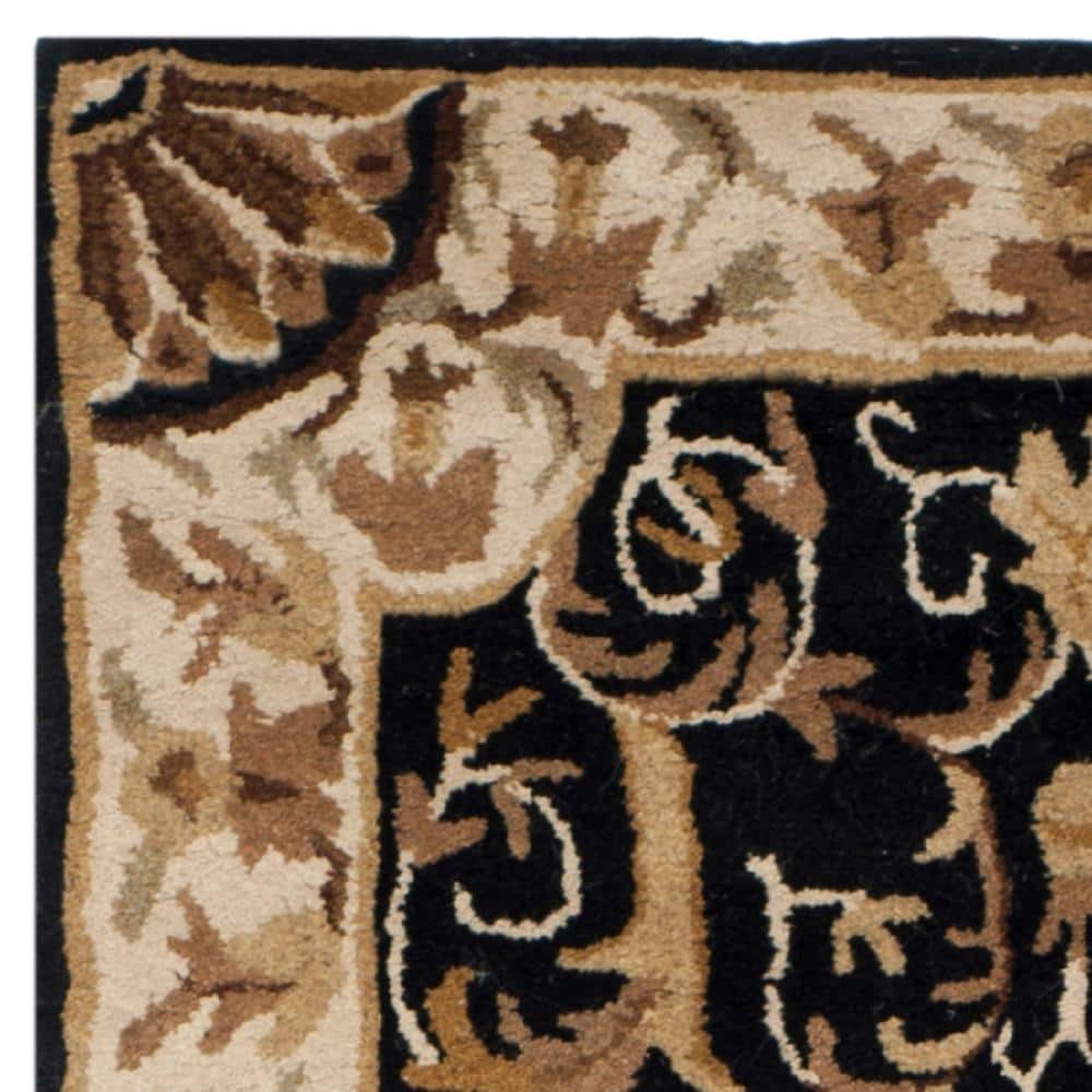 Empire Black and Ivory Floral Wool Tufted Area Rug