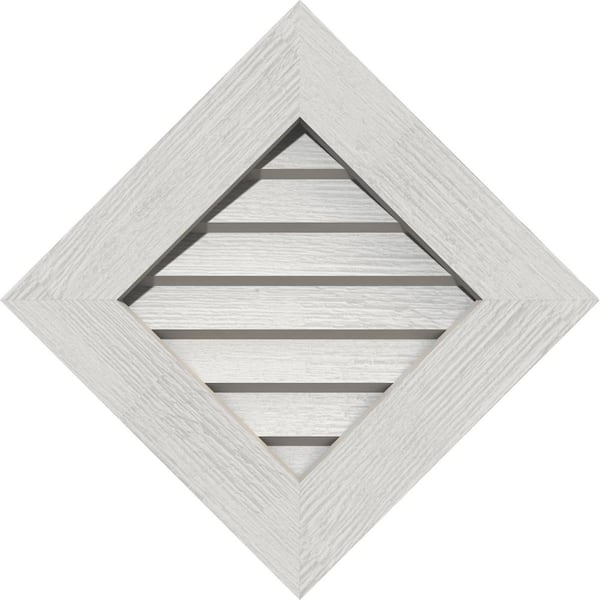Ekena Millwork 22.375" x 22.375" Diamond Primed Rough Sawn Western Red Cedar Wood Paintable Gable Louver Vent Non-Functional