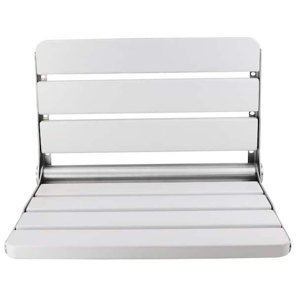 16 in. Foldable Shower Seat for Inside Shower, 400 lb. Max Load Wall Mounted Folding Shower Bench, White