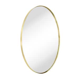 Javell 24 in. W x 36 in. H Large Oval Stainless Steel Framed Wall Mounted Bathroom Vanity Mirror in Brushed Gold
