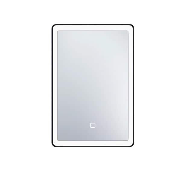 Unbranded Modern 24 in. W x 30 in. H Black Rectangular Metal Framed Wall Mount Anti-Fog Bathroom Medicine Cabinet with Mirror