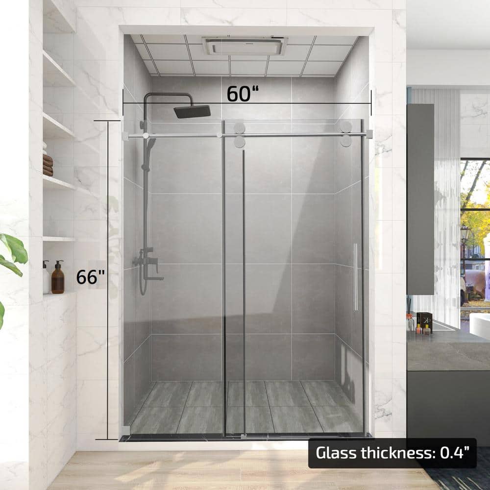 60'' Chrome Frameless Sliding Shower Enclosure