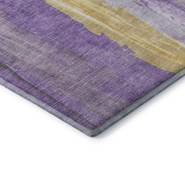 Mayfield Premium Machine Washable Abstract AMF1845 Purple 3 ft. x 5 ft. Area Rug