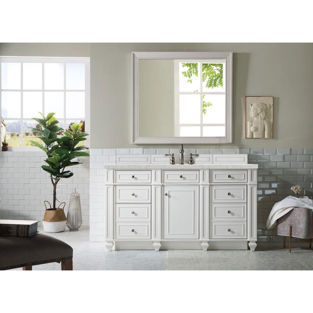 Bristol 60 in. W x 23.5 in. D x 34 in.H Single Vanity in Bright White with Quartz Top in Eternal Jasmine Pearl price history on PriceWatchPro