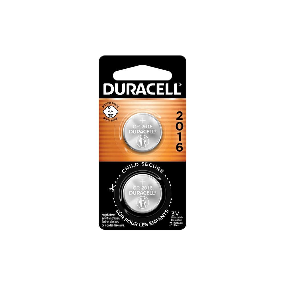 Duracell CR2016 3V Lithium Battery, 2 Count Pack, Bitter Coating Helps  Discourage Swallowing 004133366385 - The Home Depot