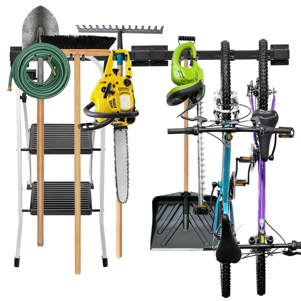 Raxgo In Wall Mounted Tool And Bike Rack Garage Wall Shelf