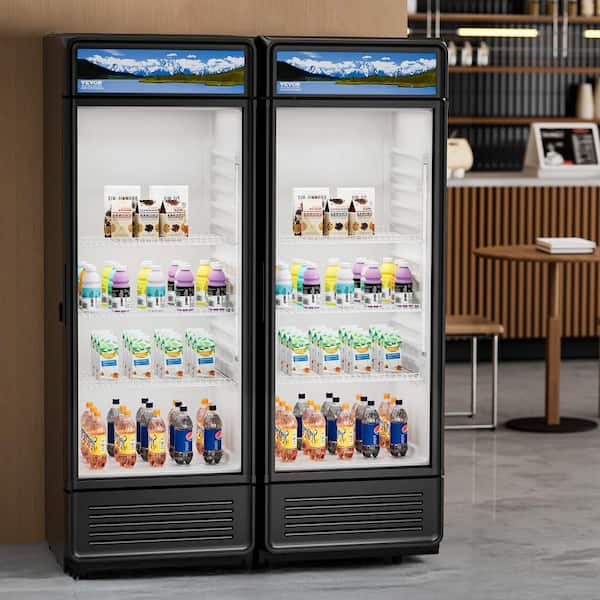 Commercial Refrigerator 6.9 cu. ft. Glass Door Display Beverage Cooler 21 in. w/ Adjustable Shelves and LED Light Black
