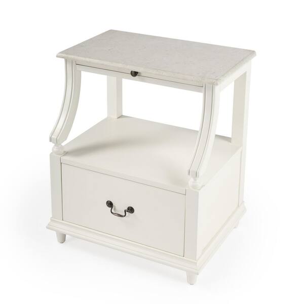 Butler Specialty Company Mabel Marble 1-Drawer White Nightstand 28.25 ...