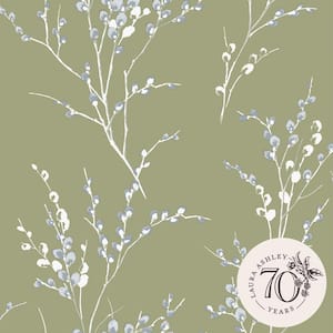 Pussy Willow Moss Green Removable Wallpaper Sample