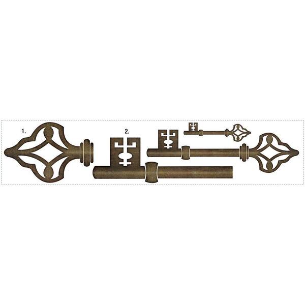 RoomMates 10 in. x 29.75 in. Antique Key Peel and Stick Wall Decal with Hooks