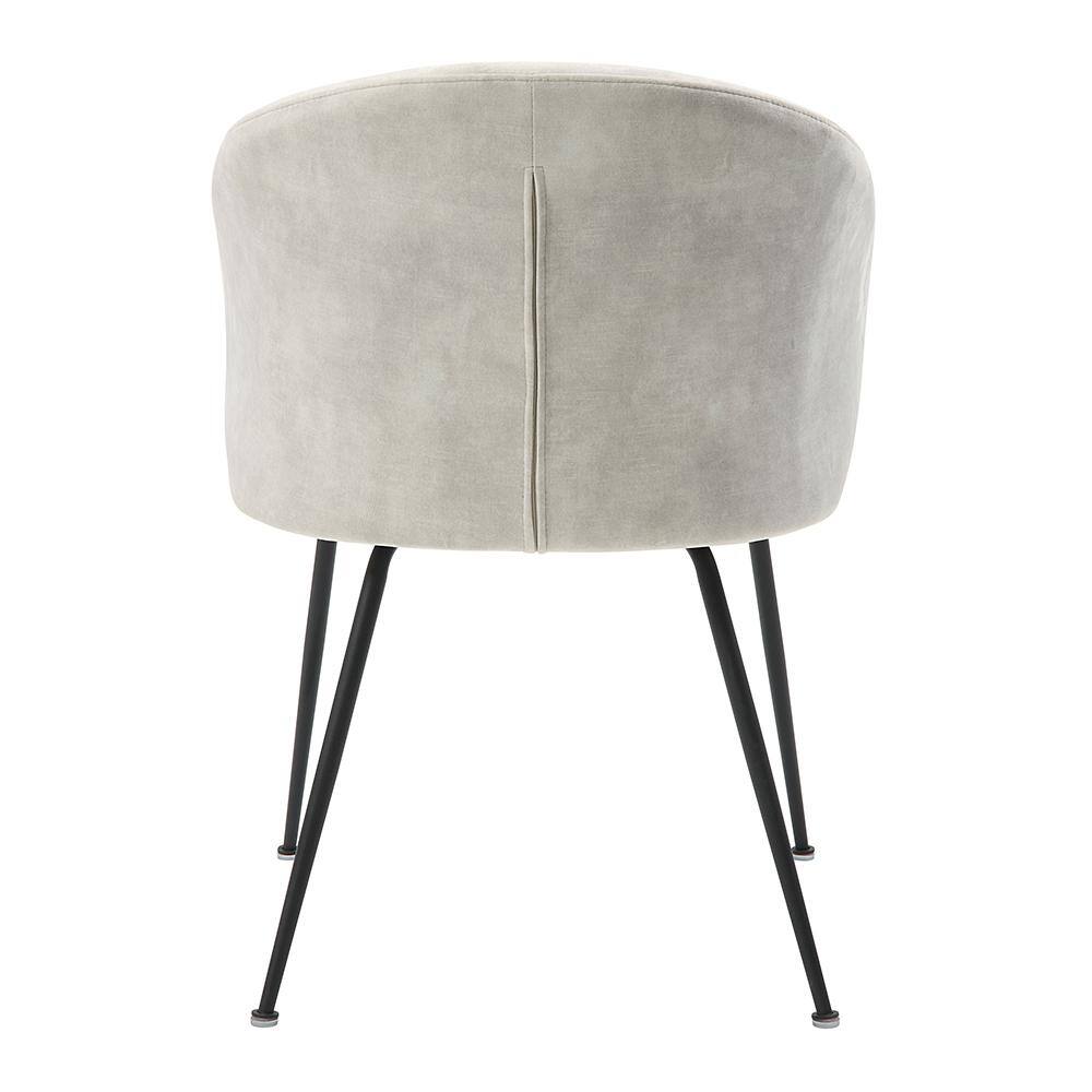 Beige Velvet Upholstered Low Back Side Chair with Metal Legs