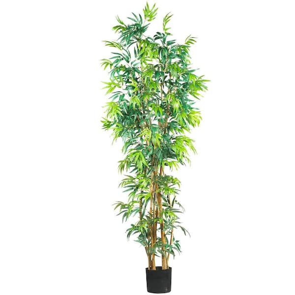 Nearly Natural 7 ft. Artificial Curved-Trunk Bamboo Silk Tree