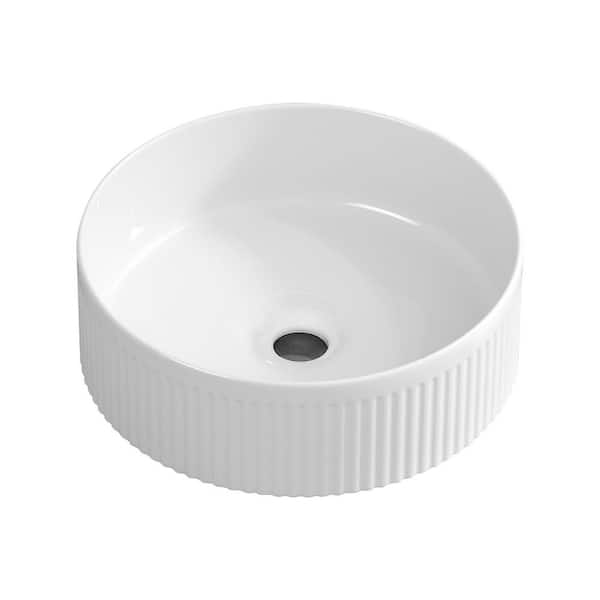 14.57 in. Drop-In/Undermount Single Bowl White Ceramic Kitchen Sink